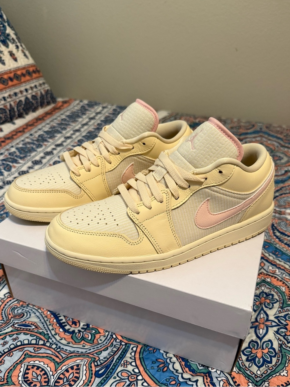 Nike Jordan Low-Top Sneakers in Cream and Light Pink